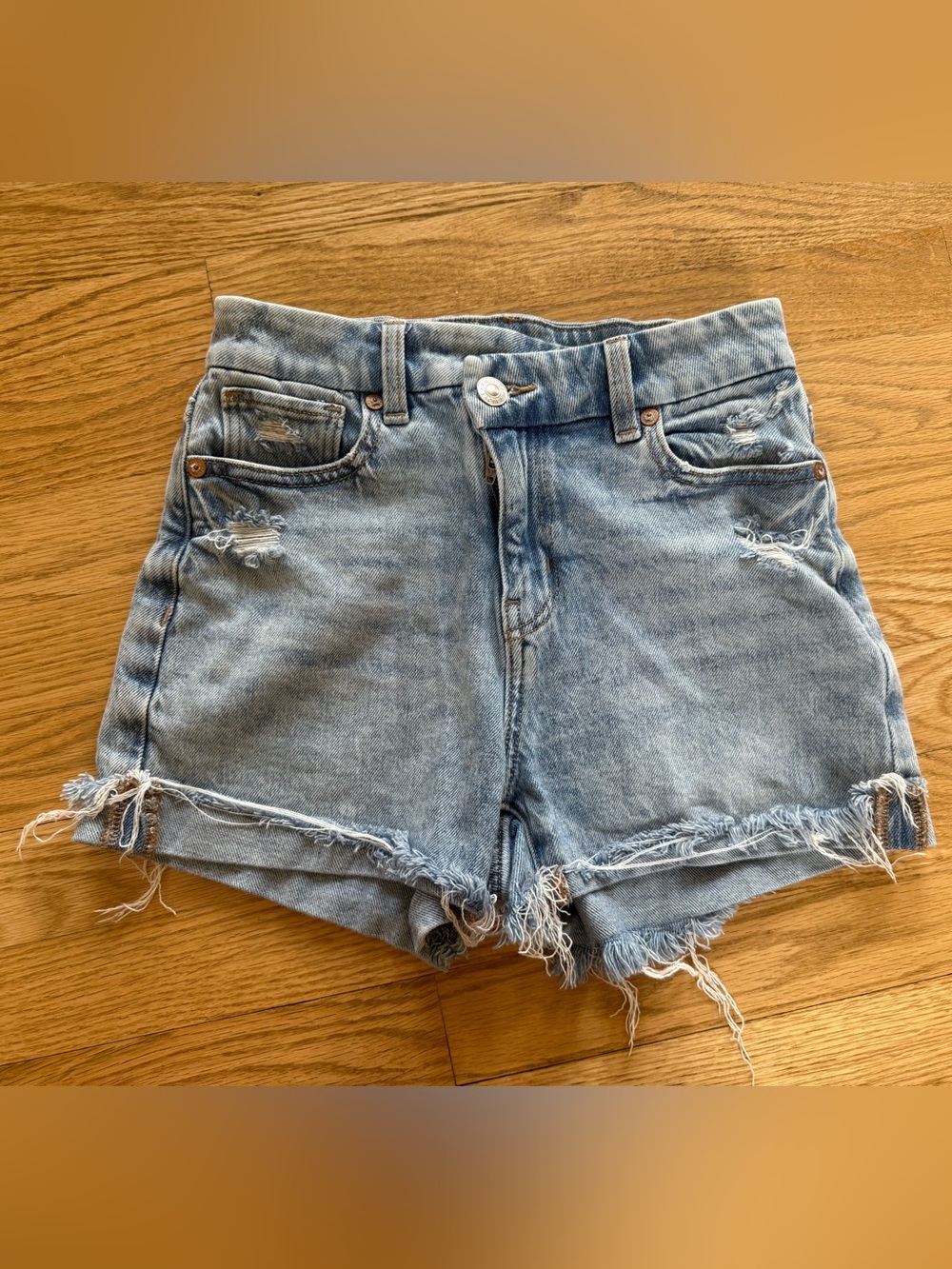 AMERICAN EAGLE Stretch Curvy Ripped Denim Mom SHORTS WOMENS SIZE 000